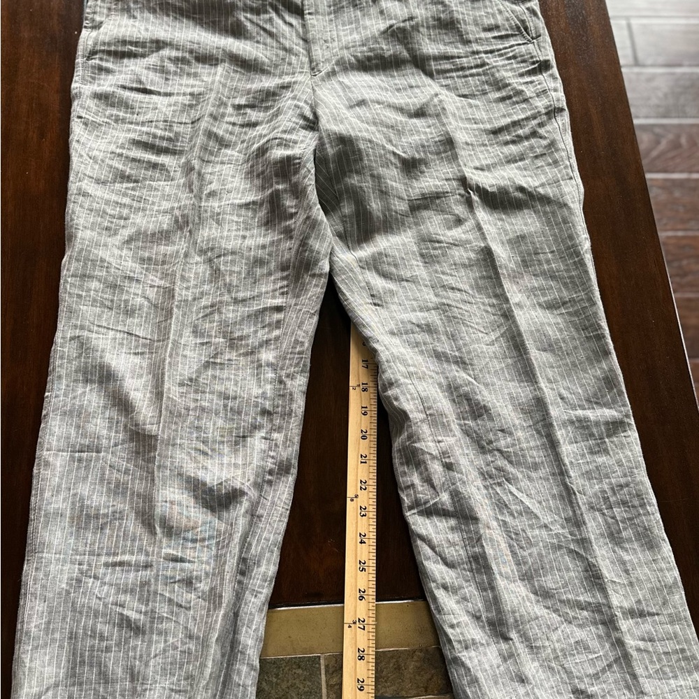 Hickey Freeman‎ Gray Chinos with Straight-Leg Fit Linen 38x32 Mens